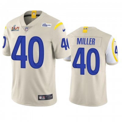 Los Angeles Los Angeles Rams #40 Von Miller Men's Super Bowl LVI Patch Nike Vapor Limited NFL Jersey - Bone Men's